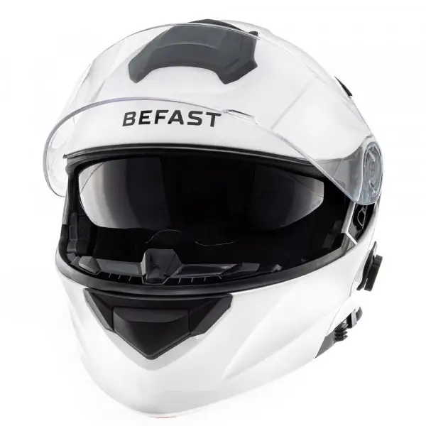 Casco modulare Befast Connect con interfono integrato Bianco Lucido