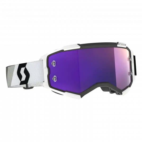 Occhiali cross Scott Fury premium Nero Bianco lente viola cromata