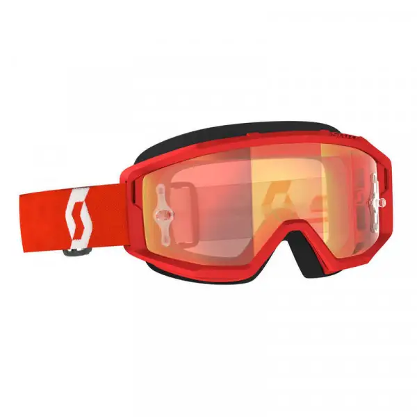 Occhiali cross Scott Primal Rosso Bianco lente arancio cromato