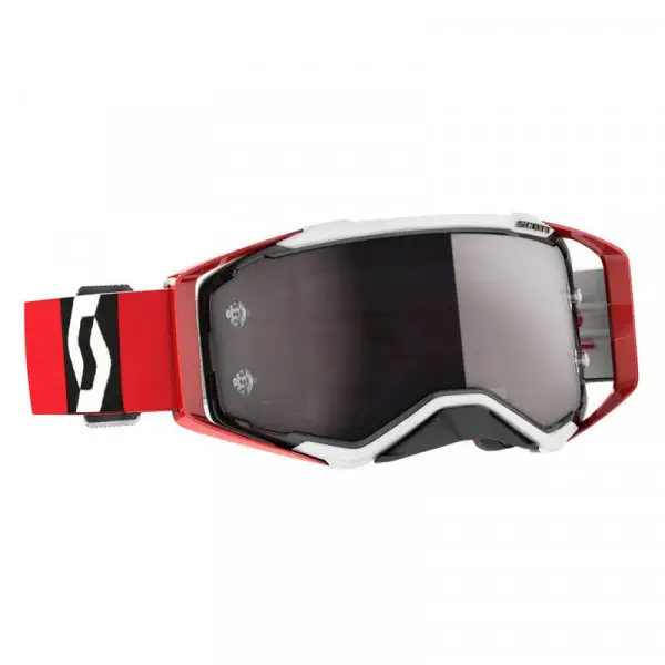 Occhiali cross Scott Prospect Rosso Nero lente argento cromato