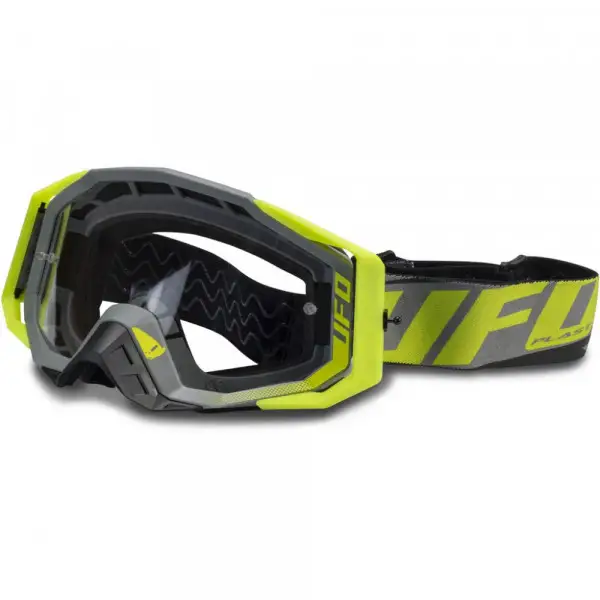 Occhiali cross UFO Mystic con protezione naso Giallo fluo Grigio