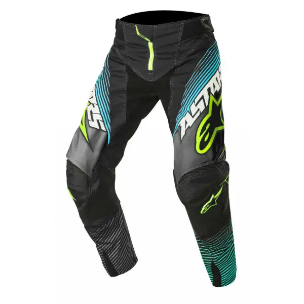 Pantaloni cross Alpinestars Techstar Factory Nero Verde acqua Giallo fluo