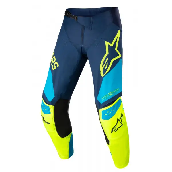 Pantaloni cross bambino Alpinestars RACER FACTORY Blu Scuro Giallo Fluo Blu Neon