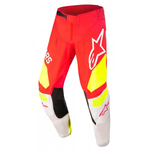 Pantaloni cross bambino Alpinestars RACER FACTORY Rosso Fluo Bianco Giallo Fluo