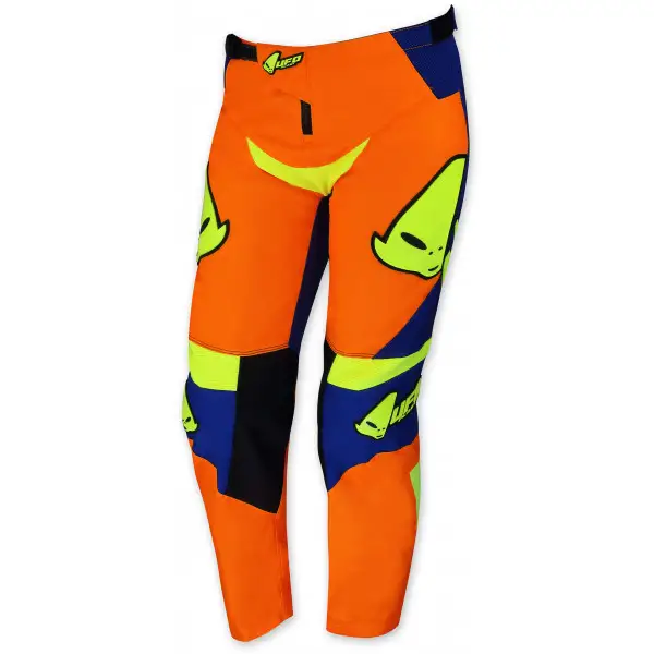 Pantaloni cross bambino Ufo Revolt arancio blu giallo fluo