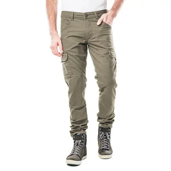 Pantaloni moto Motto HELIOS con rinforzi in fibra aramidica Verde
