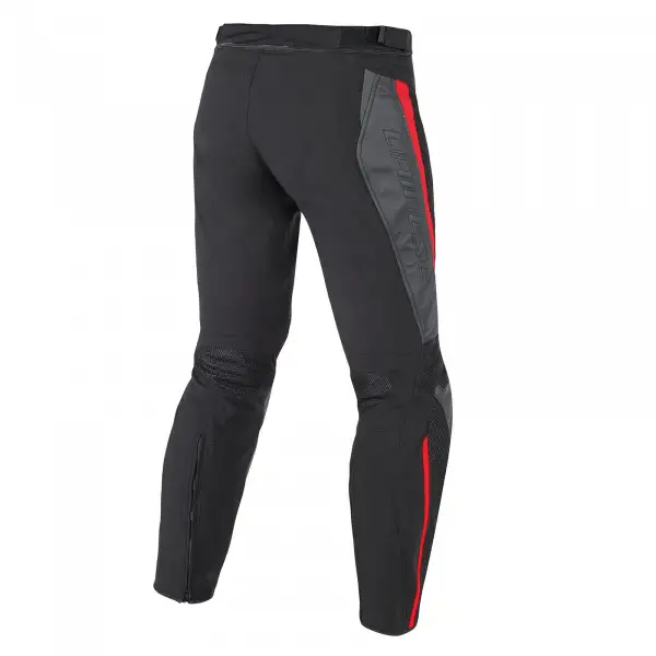 Pantaloni moto pelle-tessuto Dainese Mig nero nero rosso lava