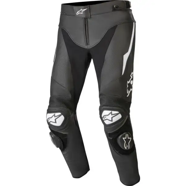 Pantaloni moto pelle Alpinestars TRACK V2 Nero Bianco