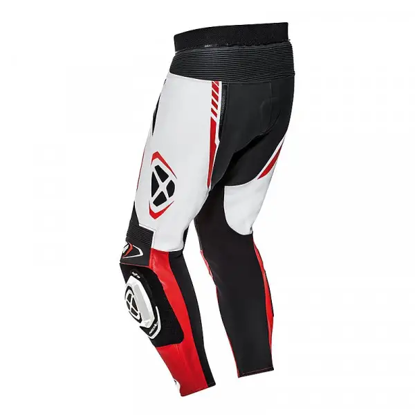 Pantaloni moto pelle estivi Ixon VORTEX 2 Nero Bianco Rosso