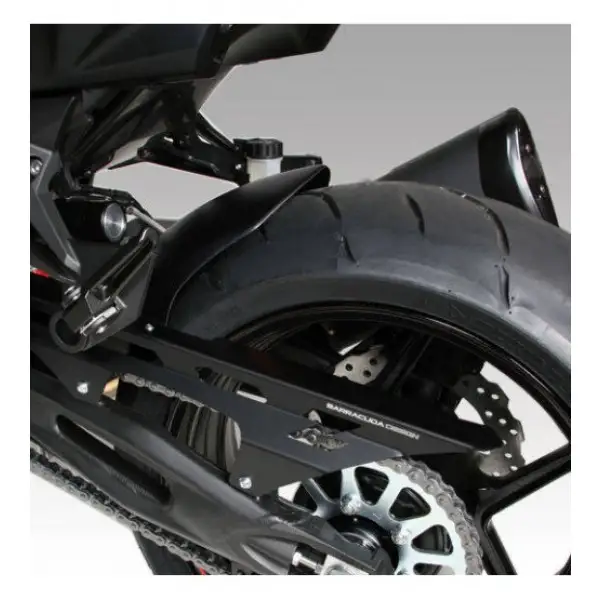 Parafango posteriore Barracuda KN107 in abs nero opaco e copricatena in alluminio nero per Kawasaki