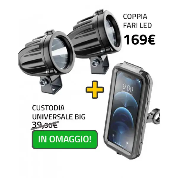 Coppia fari led LEDLIGHT + Custodia rigida ARMOR Big Cellularline Interphone