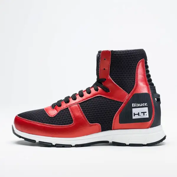 Scarpe moto Blauer HT01 nero rosso suola bianca