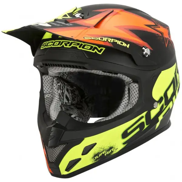 Casco cross Scorpion VX 20 Air Magnus Nero Arancio Giallo