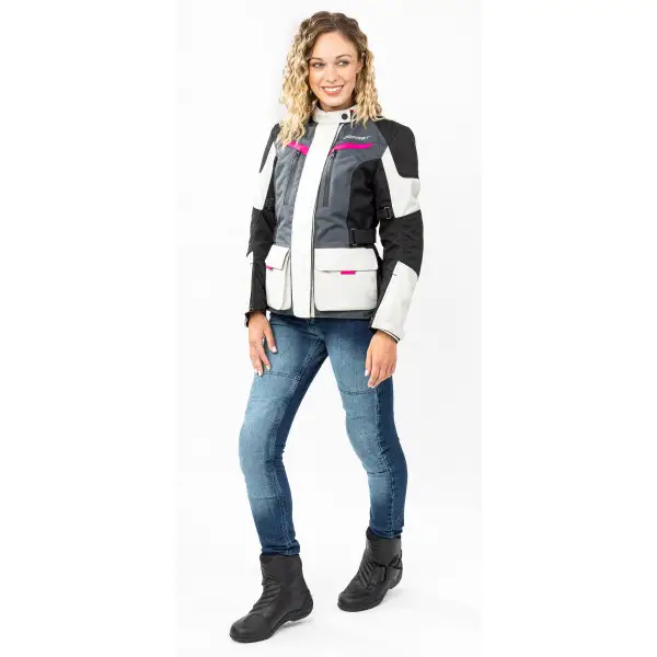 Giacca moto donna Befast BABYLON Lady CE certificata Nero Grigio chiaro