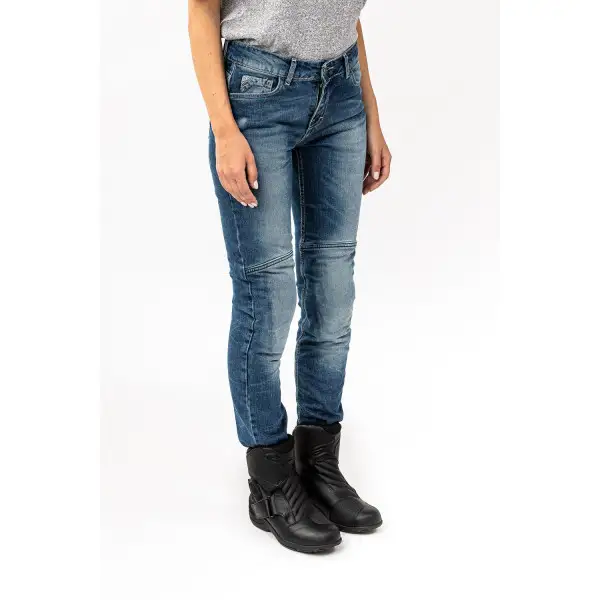 Jeans moto donna Carburo TORIN Lady CE Certificati con fibra aramidica Blu Stonewash