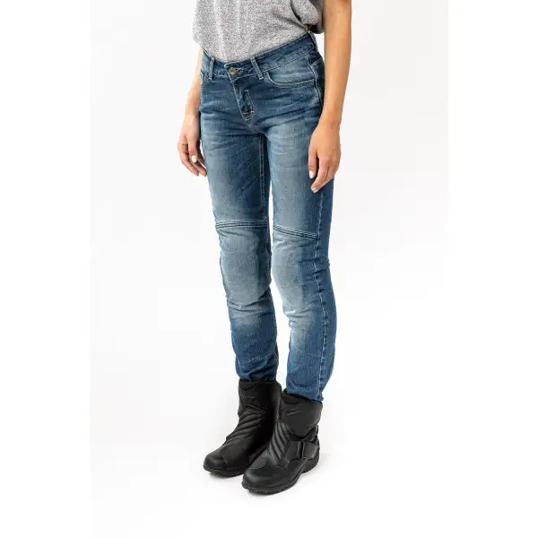 Jeans moto donna Carburo TORIN Lady CE Certificati con fibra aramidica Blu Stonewash