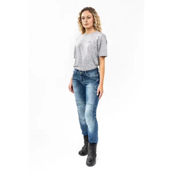 Jeans moto donna Carburo TORIN Lady CE Certificati con fibra aramidica Blu Stonewash