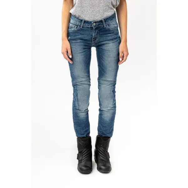 Jeans moto donna Carburo TORIN Lady CE Certificati con fibra aramidica Blu Stonewash