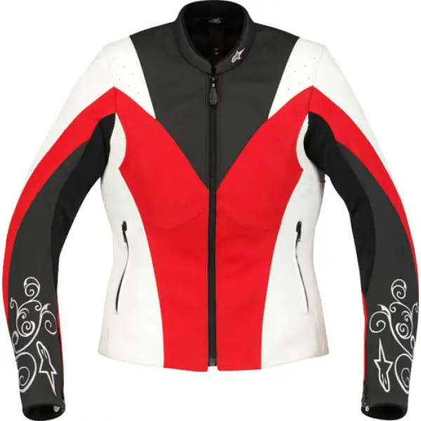 Giacca donna pelle Alpinestars Stella Anouke  bianco-rosso-nera