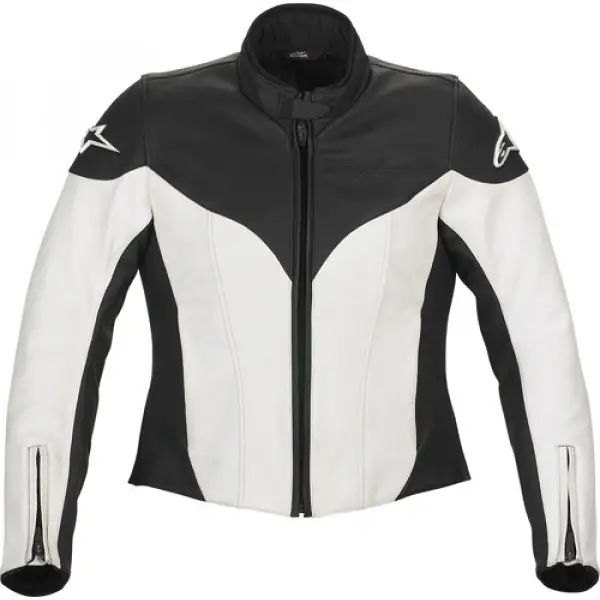 Giacca moto donna in pelle Alpinestars Stella Ice bianco-nera