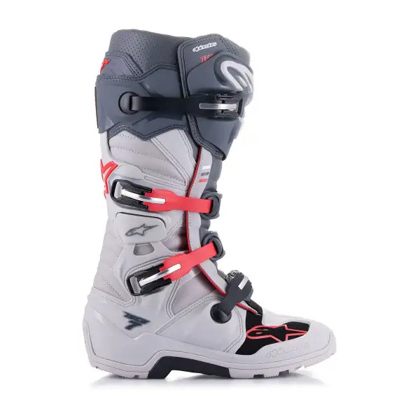 Stivali cross Alpinestars Tech 7 Enduro Grigio chiaro Grigio scuro Rosso