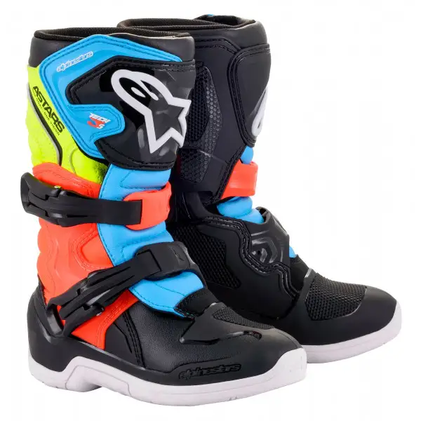 Stivali cross bambino Alpinestars TECH 3S KIDS Nero Giallo Fluo Rosso Fluo