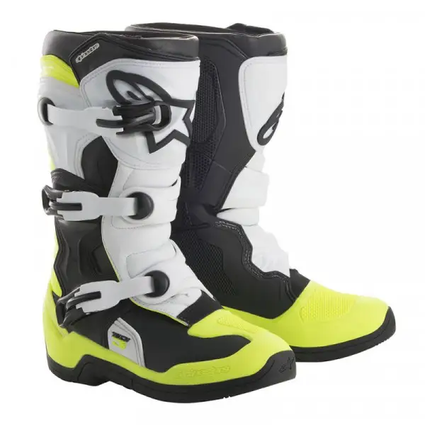 Stivali cross bambino Alpinestars Tech 3S Youth Nero Bianco Giallo Fluo