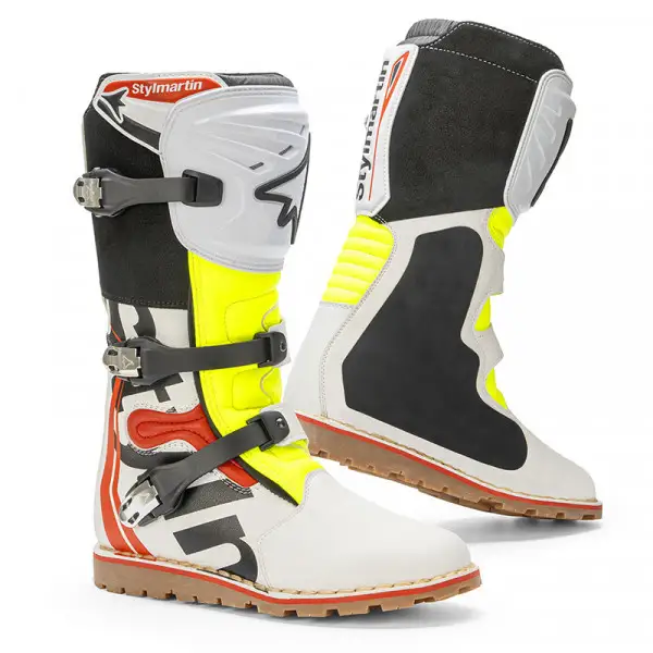 Stivali moto unisex Stylmartin IMPACT PRO.2 Bianco/Rosso/Giallo Fluo.