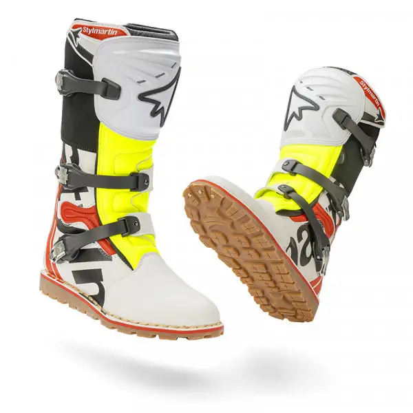Stivali moto unisex Stylmartin IMPACT PRO.2 Bianco/Rosso/Giallo Fluo.