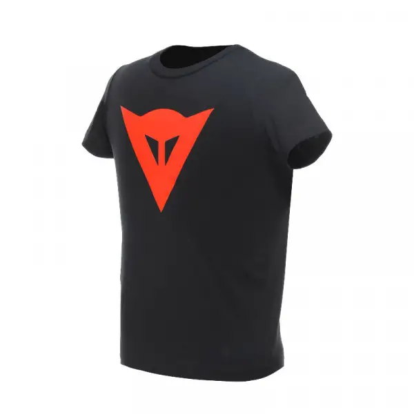 T-Shirt Bambino Dainese Logo Nero Rosso Fluo