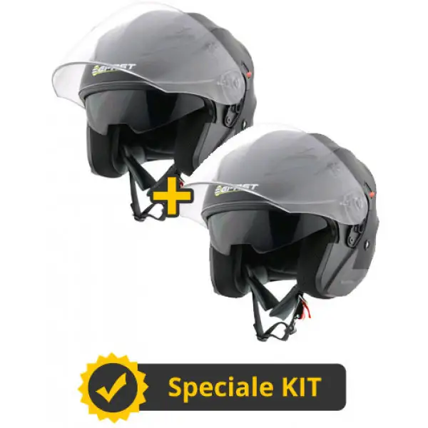 Kit Top J nero opaco - Coppia caschi jet Befast Top J