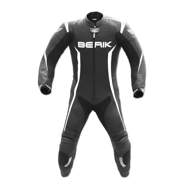 Tuta moto pelle racing Berik LS110529 intera Nero Bianco