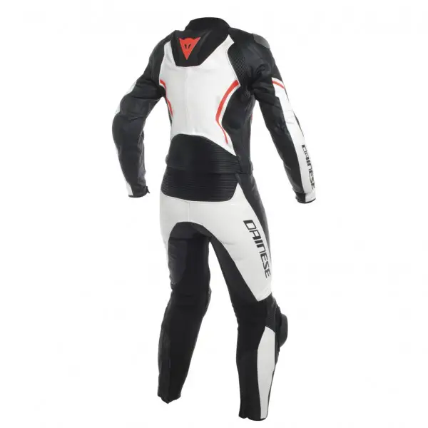 Tuta moto donna divisibile Dainese ASSEN LADY Bianco Nero Rosso Fluo