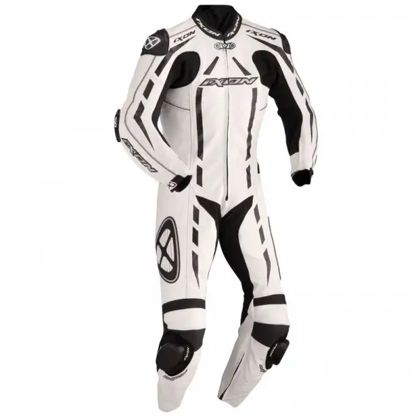 Tuta moto pelle Bambino Ixon Pulsar Junior Bianco Nero Argento