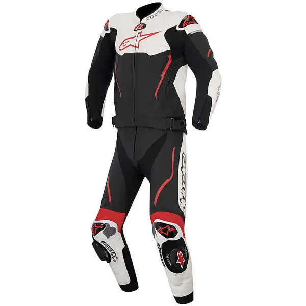 Tuta moto pelle divisibile Alpinestars Atem 2PC nero bianco ross