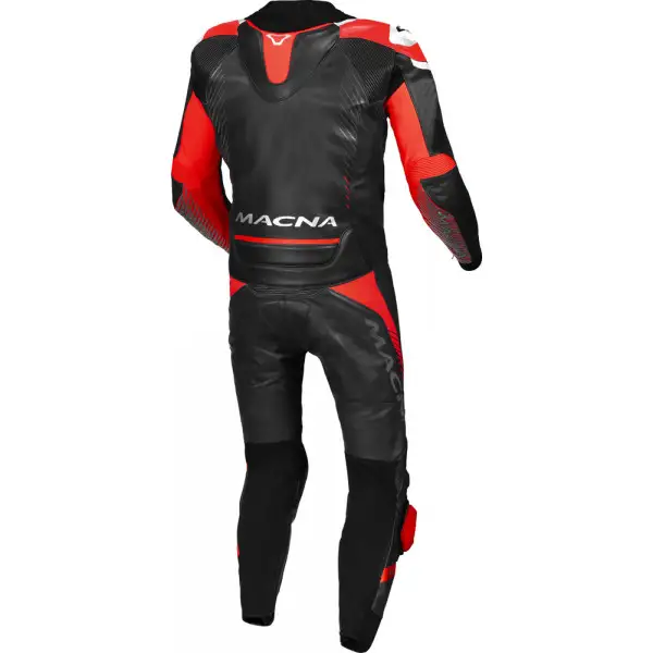 Tuta moto pelle divisibile Macna Tronniq Nero Rosso