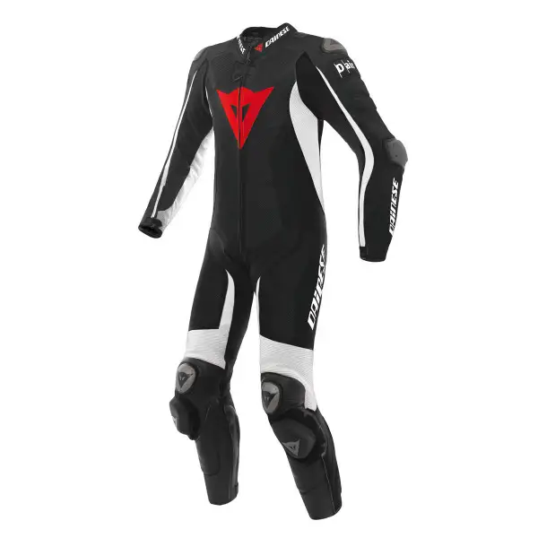 Tuta moto pelle estiva Dainese Misano D-Air traforata Nero Nero Bianco