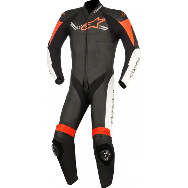 Tuta moto pelle intera Alpinestars CHALLENGER V2 1PC nero bianco rosso fluo