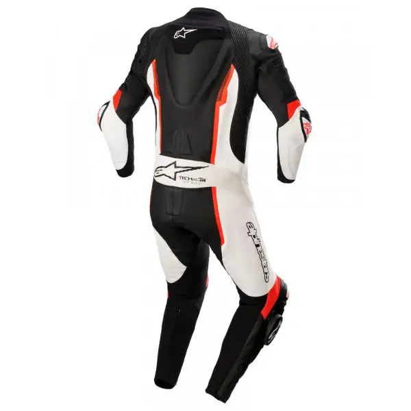 Tuta moto pelle intera Alpinestars MISSILE V2 Tech-air compatibile Nero Bianco Rosso Fluo