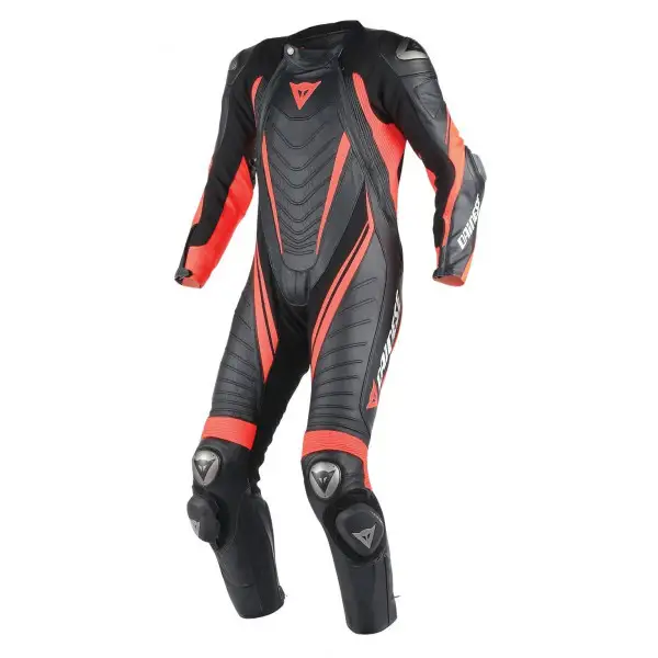 Tuta moto pelle intera Dainese Aero Evo D1 nero rosso fluo