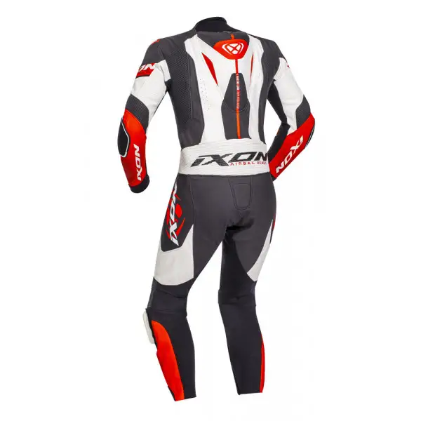 Tuta moto pelle intera Ixon JACKAL Nero Bianco Rosso