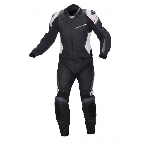 Tuta moto pelle Macna Hyper 2 pc nero bianco grigio