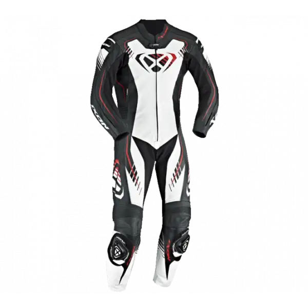Tuta moto pelle racing Ixon STARBUST 2.0 nero bianco rosso