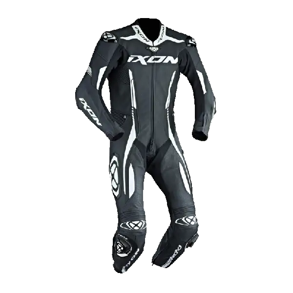 Tuta moto pelle racing Ixon VORTEX nero bianco