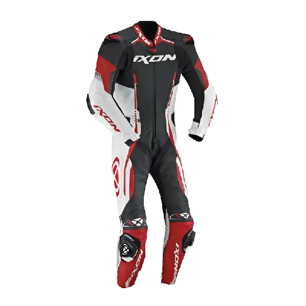 Tuta moto pelle racing Ixon VORTEX nero bianco rosso