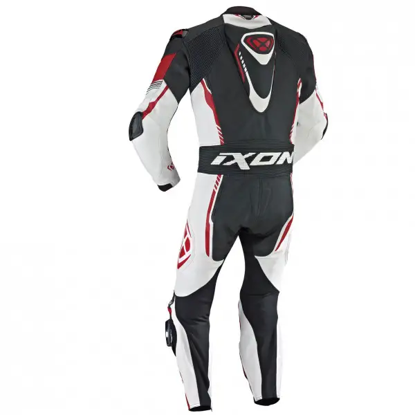 Tuta moto pelle racing Ixon VORTEX nero bianco rosso