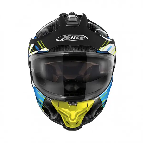 Casco integrale touring X-lite X-552 Ultra Carbon Waypoint N-com in fibra Blu Giallo