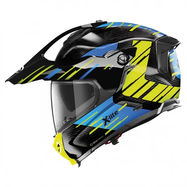 Casco integrale touring X-lite X-552 Ultra Carbon Waypoint N-com in fibra Blu Giallo