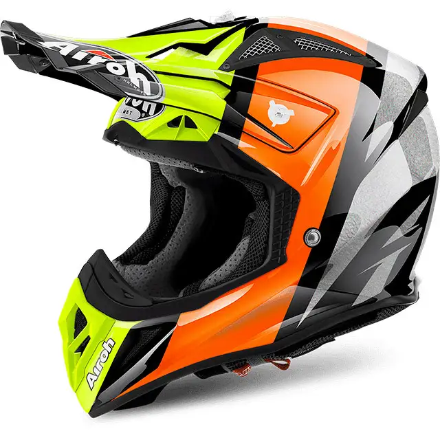 Casco cross Airoh Aviator 2.2 Revolve in fibra arancione lucido