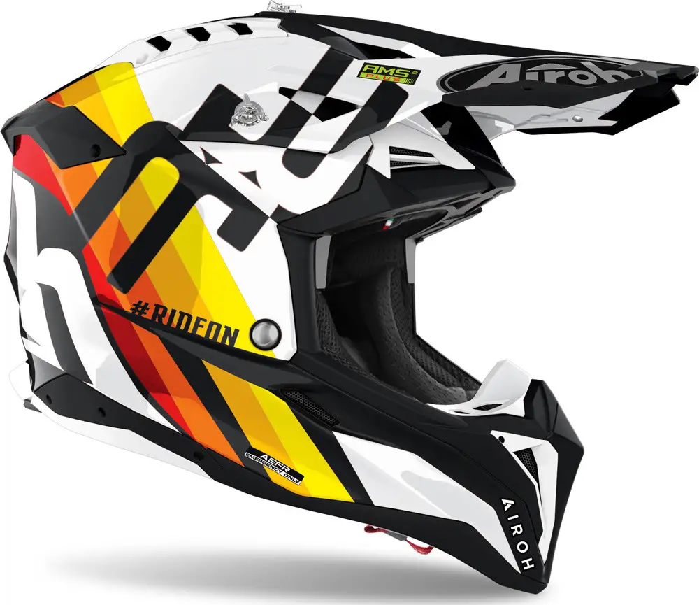 Casco cross Airoh Aviator 3 Rainbow in carbonio Bianco lucido